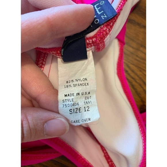 Anne Cole Bright Pink One Piece Swimsuit Barbie Size 12 - Picture 5 of 7